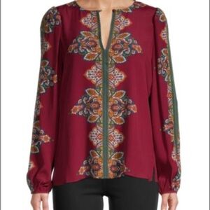 BCBGMAxazria Asymmetric Blouse Printed women’s Long-Sleeve Top size S